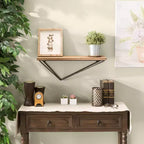 Étagère murale flottante avec support en fer en forme de diamant, marron - Bois de pin moderne, cadre en métal