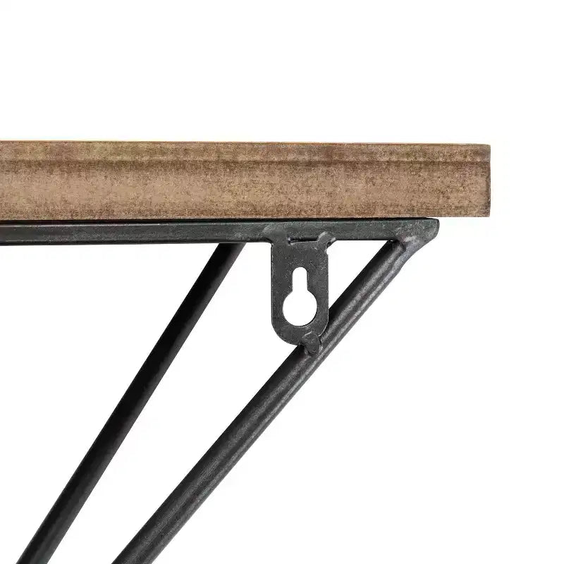 Wall Mount Floating Shelf with Diamond Shaped Iron Bracket Brown -  Modern Pine Wood, Metal Frame