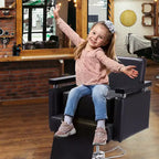 Kids Salon Booster Seat – Oversize Black Leather Cushion for Barber Chair