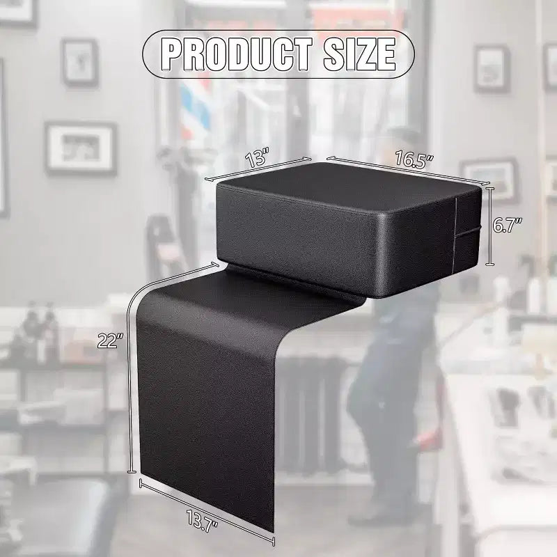 Kids Salon Booster Seat – Oversize Black Leather Cushion for Barber Chair