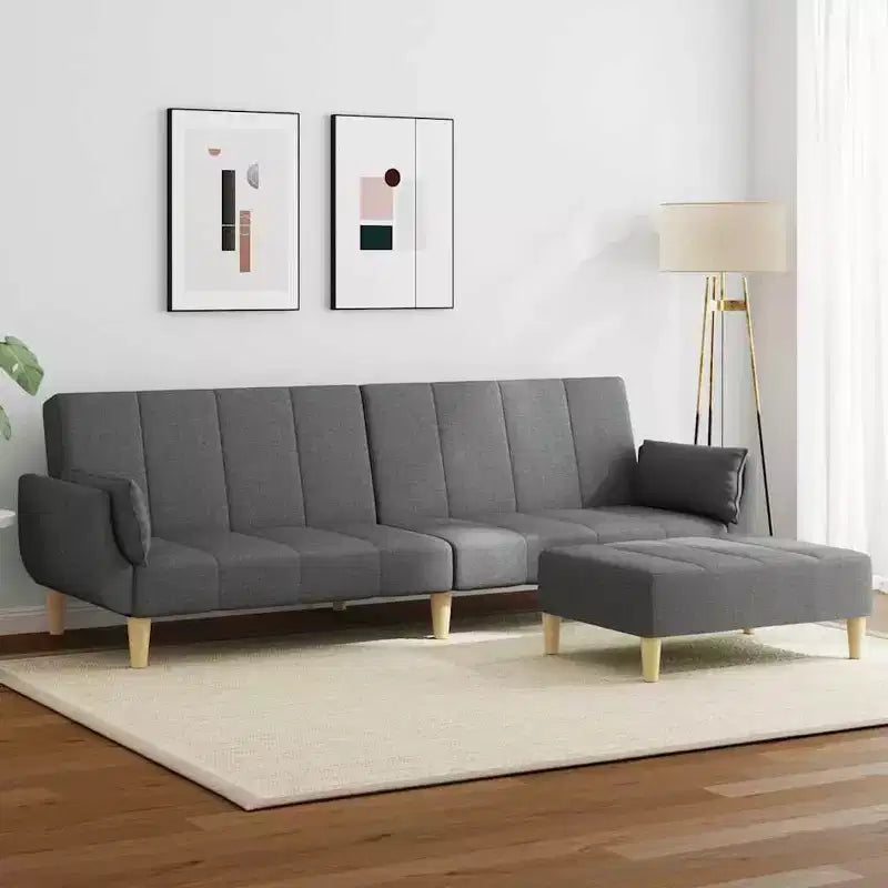 Dark Grey Polyester 2-Seater Sofa Bed – Convertible, Compact Living