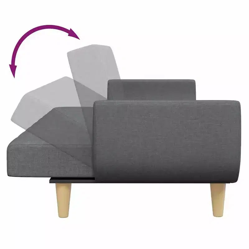 Dark Grey Polyester 2-Seater Sofa Bed – Convertible, Compact Living