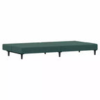 Canapé-lit convertible 2 places en velours vert foncé avec pouf