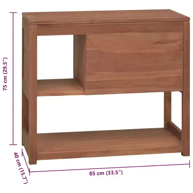 Meuble de salle de bain en teck massif – Style rétro, 33,5"x15,7"x29,5"