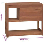 Meuble de salle de bain en teck massif – Style rétro, 33,5"x15,7"x29,5"