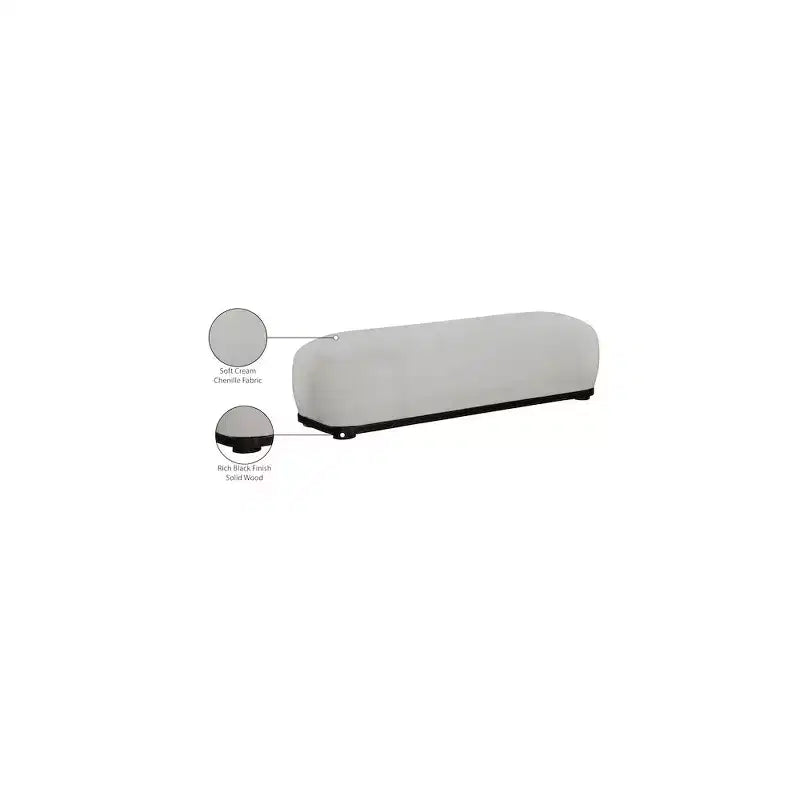 Banc rembourré en tissu chenille – Style Calum, accent moderne pour chambre à coucher