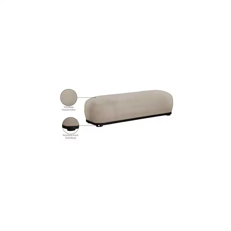 Banc rembourré en tissu chenille – Style Calum, accent moderne pour chambre à coucher