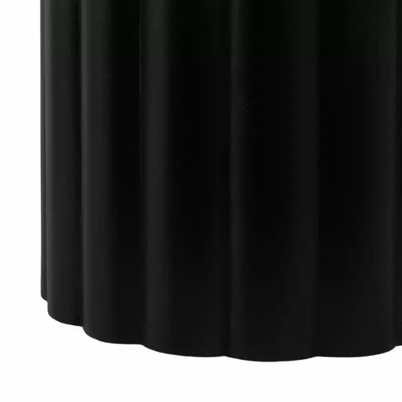 Modern Ribbed End Table with Marble Top – 20", Black & Green, Small Spaces