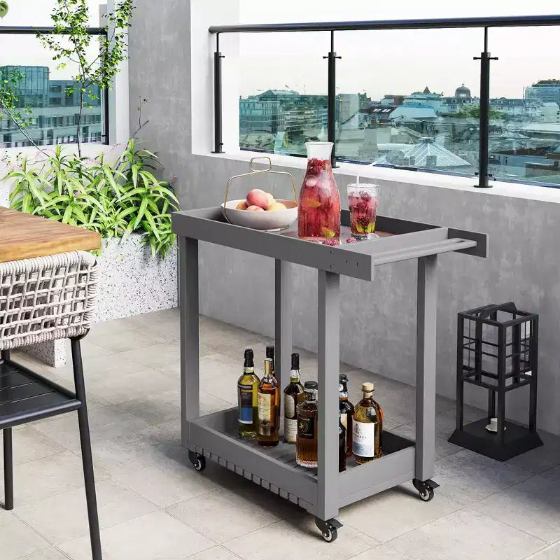 Chariot de service utilitaire à 2 étagères – Capacité de 227 kg, maison, bureau, terrasse et barbecue