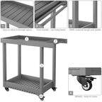 Chariot de service utilitaire à 2 étagères – Capacité de 227 kg, maison, bureau, terrasse et barbecue