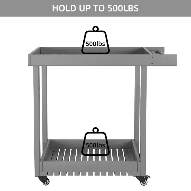 Chariot de service utilitaire à 2 étagères – Capacité de 227 kg, maison, bureau, terrasse et barbecue
