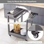 Chariot de service utilitaire à 2 étagères – Capacité de 227 kg, maison, bureau, terrasse et barbecue