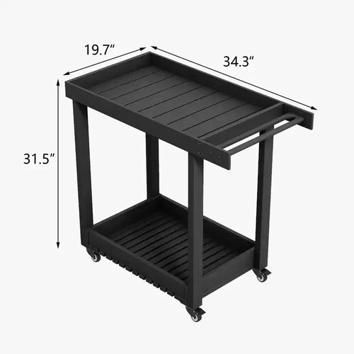 2-Shelf Utility Service Cart 500 Lbs Capacity  Ideal for Home, Office, Patio, and Bbq