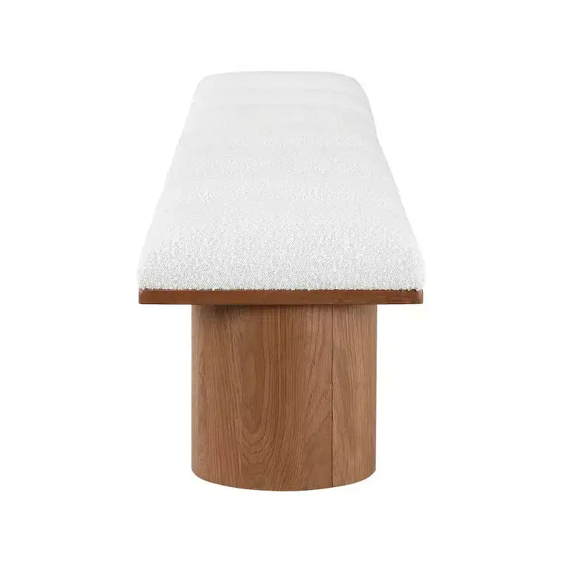 Cream Boucle Fabric Upholstered Bench – Pavilion Style, Modern Accent
