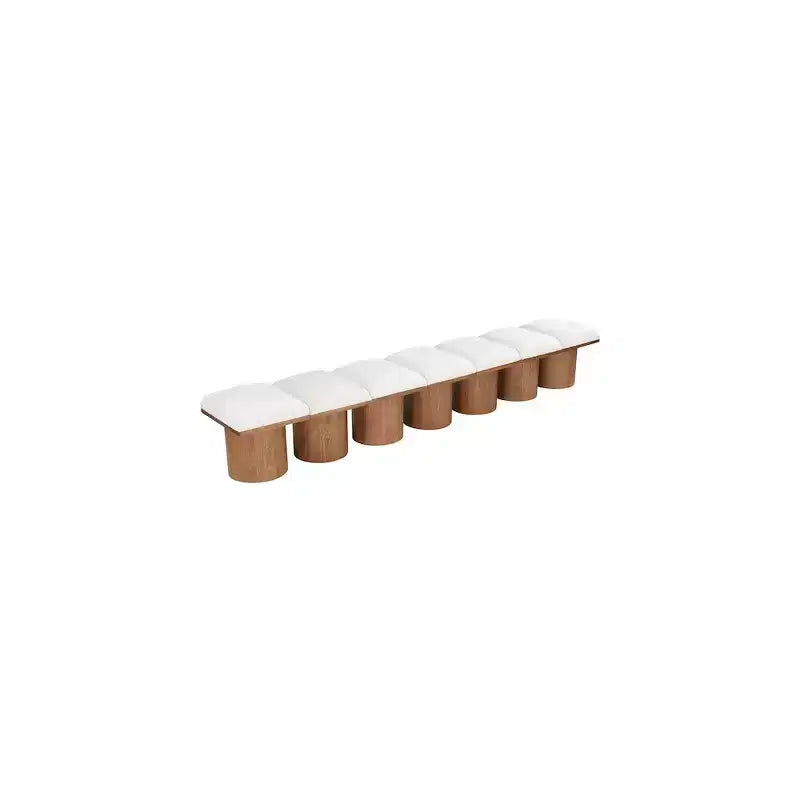 Cream Boucle Fabric Upholstered Bench – Pavilion Style, Modern Accent