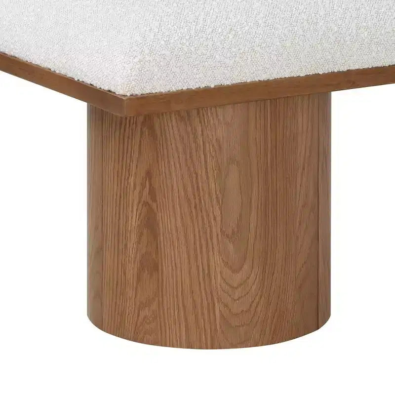 Cream Boucle Fabric Upholstered Bench – Pavilion Style, Modern Accent