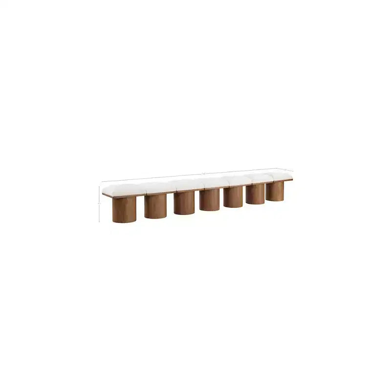 Banc rembourré en tissu bouclé crème – Style Pavillon, Accent Moderne