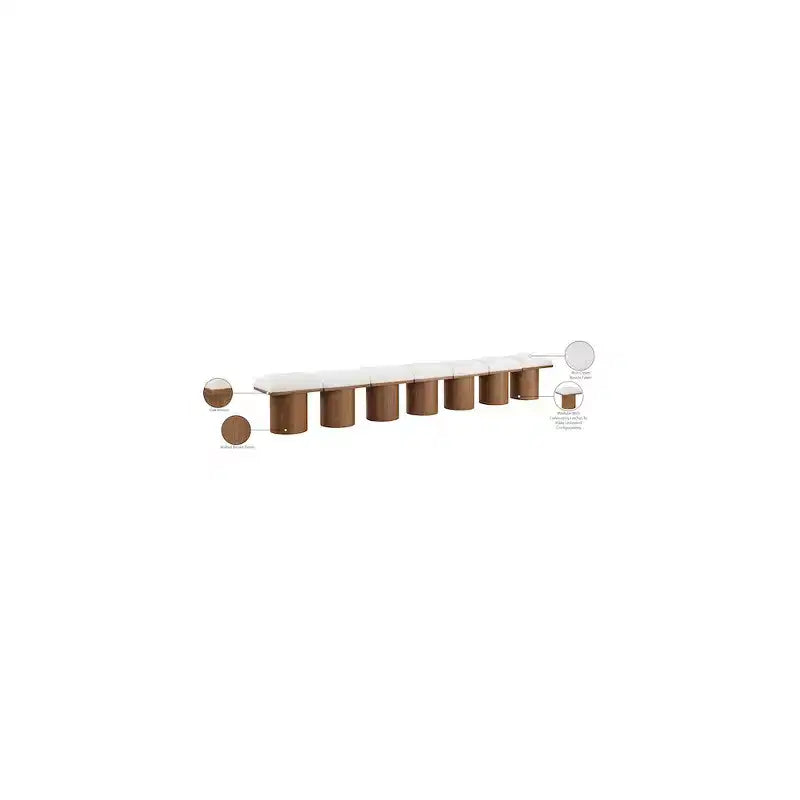 Banc rembourré en tissu bouclé crème – Style Pavillon, Accent Moderne