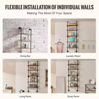 Étagère murale de style industriel à 5 niveaux – Bibliothèque flottante en bois rustique de 61 cm, noire