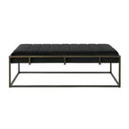 Banc de rangement ottoman en velours avec pieds en finition laiton – Noir