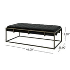 Banc de rangement ottoman en velours avec pieds en finition laiton – Noir