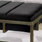Banc de rangement ottoman en velours avec pieds en finition laiton – Noir