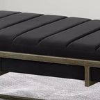 Banc de rangement ottoman en velours avec pieds en finition laiton – Noir