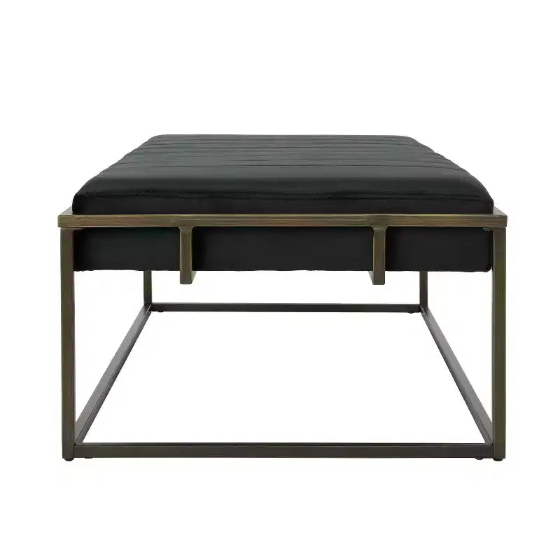 Banc de rangement ottoman en velours avec pieds en finition laiton – Noir