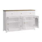 CuisinSmart Large Buffet Sideboard Cabinet with 4 Doors & 3 Drawers, Kitchen Cabinet Display Cabinet with Adjustable Shelf, Wine Buffet Cabinet