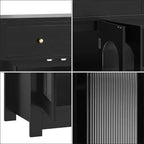 Large Buffet Sideboard Cabinet – 4 Doors, 3 Drawers & Adjustable Shelf, White/Black