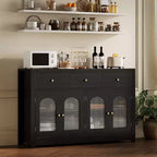 Large Buffet Sideboard Cabinet – 4 Doors, 3 Drawers & Adjustable Shelf, White/Black