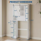 Over-Toilet Storage Cabinet – 2 Sliding Barn Doors, 6 Shelves & Toilet Paper Holder, White