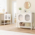 Farmhouse Coffee Bar Station with 2-Door Cabinet & Open Shelf – Kitchen & Entryway Storage