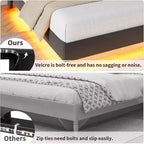Modern Floating Platform Bed Frame with RGB LED Lights, Charging Station & Wooden Slats