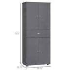 Garde-manger de cuisine de 183 cm de haut – 4 portes, tiroir et étagères réglables, blanc