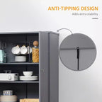 Garde-manger de cuisine de 183 cm de haut – 4 portes, tiroir et étagères réglables, blanc