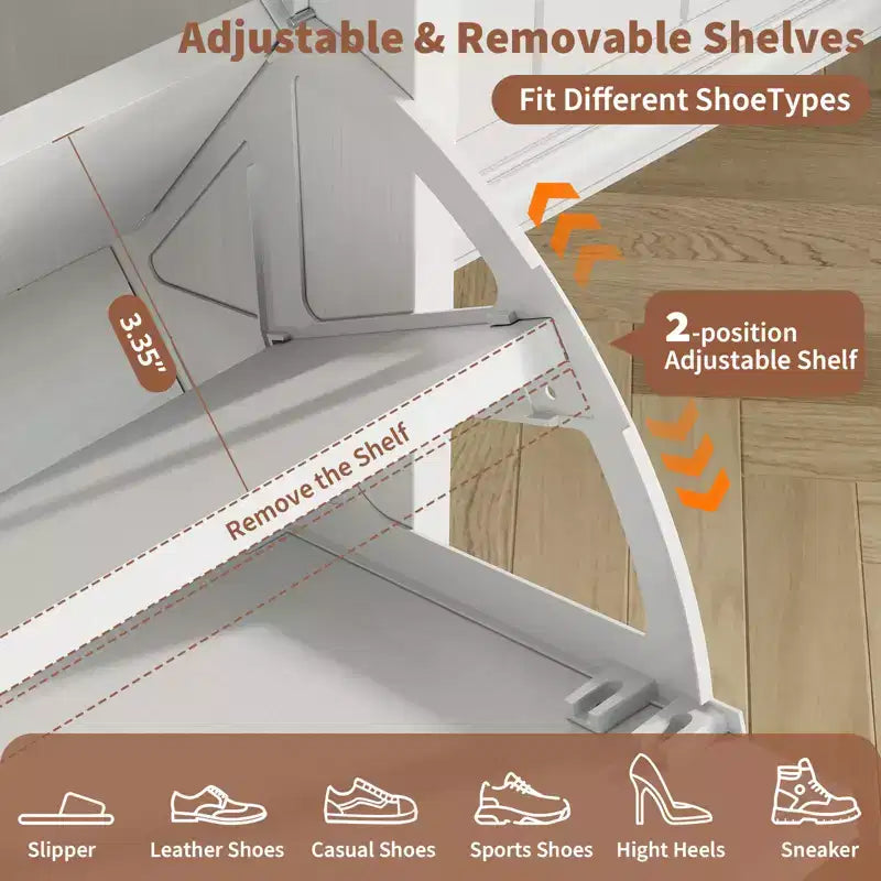 Shoe Storage Cabinet with 4 Flip Drawers, Hidden Wide Shoe Storage Organizer Cabinet, Simple and Elegant, Freestanding Wood Shoe Rack Cabinet