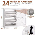 Meuble à chaussures avec 4 tiroirs basculants, armoire de rangement de chaussures large et discrète, simple et élégante, meuble à chaussures autoportant en bois.