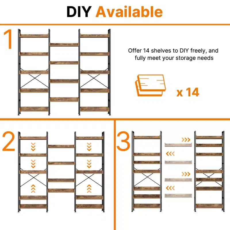 Multi-layer corner bookshelf, detachable corner space-saving bookshelf with multiple hooks
