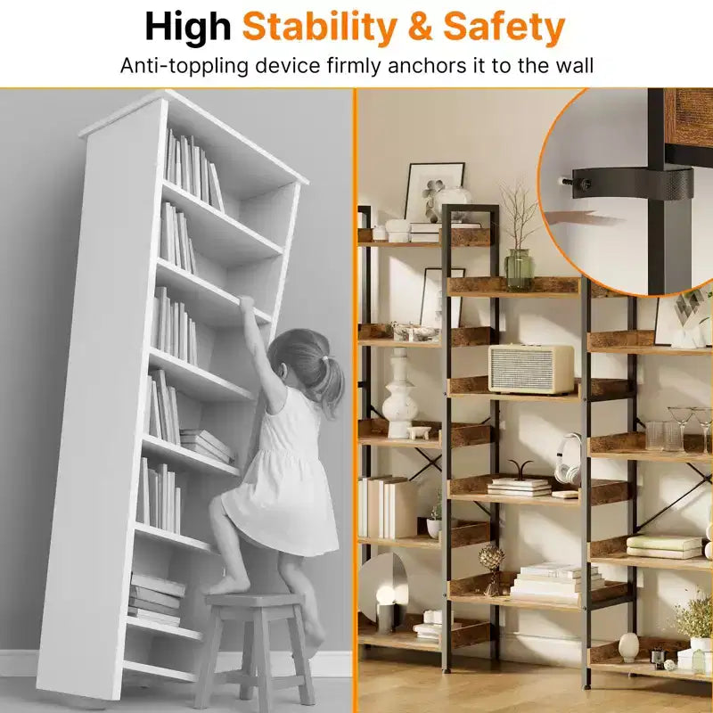 Multi-layer corner bookshelf, detachable corner space-saving bookshelf with multiple hooks