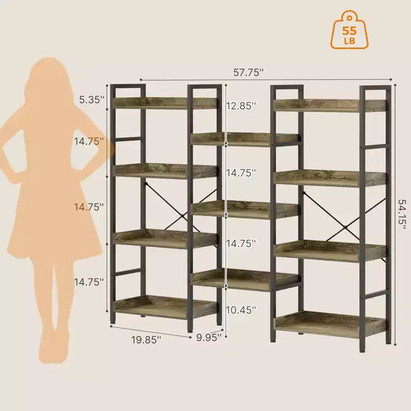 Multi-layer corner bookshelf, detachable corner space-saving bookshelf with multiple hooks
