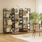 Greenstell Multi-layer corner bookshelf, detachable corner space-saving bookshelf with multiple hooks