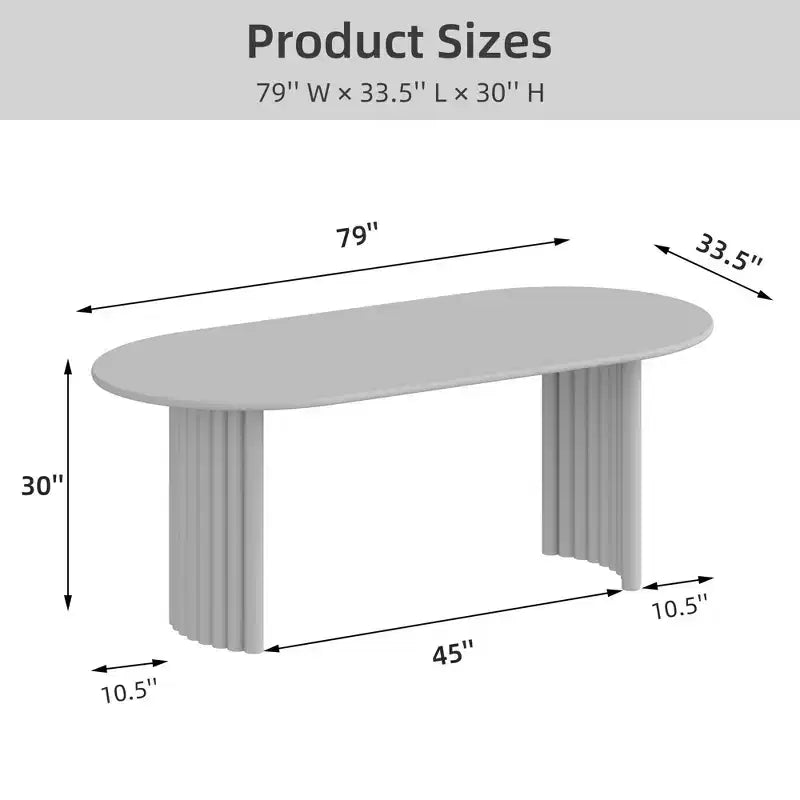 79" Oval Dining Table for 6-8 – Arc Edge, Stripe Base, Modern Farmhouse, Natural