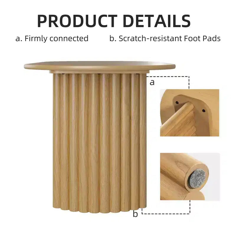 Table à manger ovale de 79 po pour 6 à 8 personnes – Bord en arc, piètement rayé, style ferme moderne, naturel