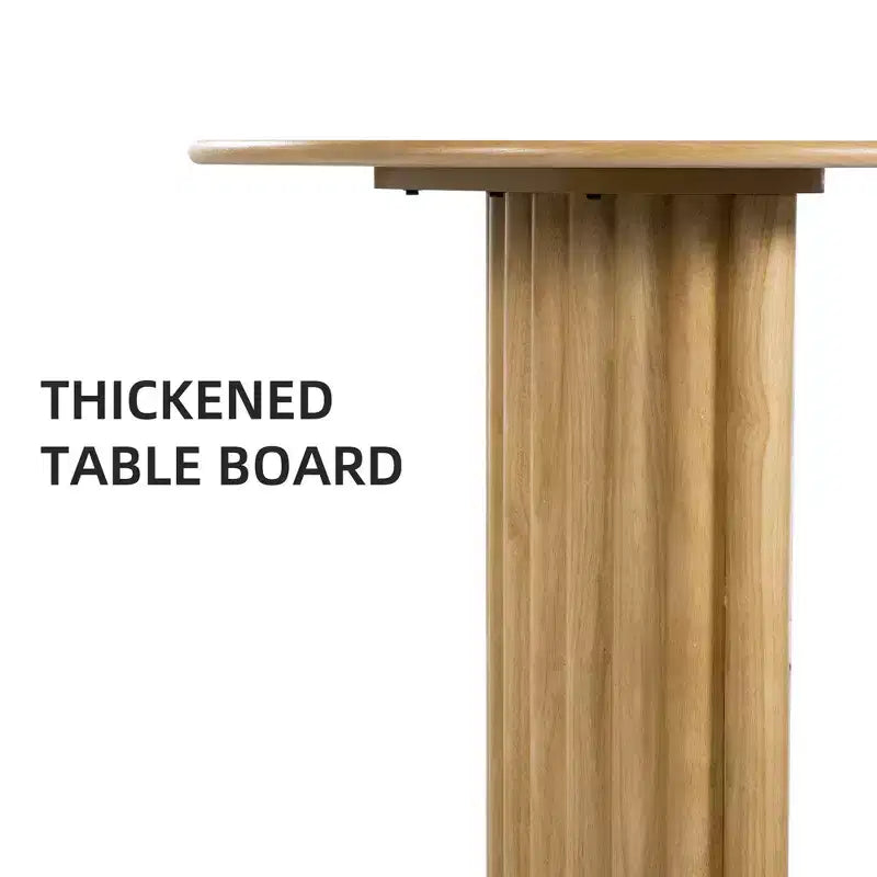 Table à manger ovale de 79 po pour 6 à 8 personnes – Bord en arc, piètement rayé, style ferme moderne, naturel