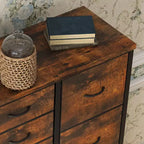 Commode à 15 tiroirs, Organiseur de rangement haut avec cadre en métal et plateau en bois, Commode en tissu pour salon, Meuble de rangement multifonctionnel