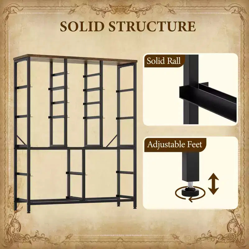 Commode à 15 tiroirs, Organiseur de rangement haut avec cadre en métal et plateau en bois, Commode en tissu pour salon, Meuble de rangement multifonctionnel