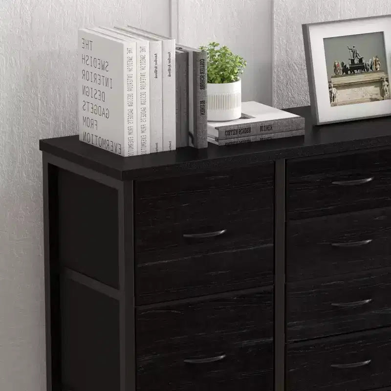 15-Drawer Dresser, Tall Storage Organizer with Metal Frame and Wood Tabletop, Fabric Chest of Drawers for Living Room, Multi-Functional Storage Unit