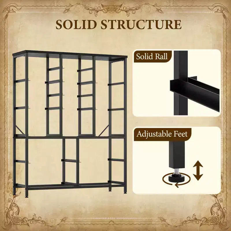 Commode à 15 tiroirs, Organiseur de rangement haut avec cadre en métal et plateau en bois, Commode en tissu pour salon, Meuble de rangement multifonctionnel