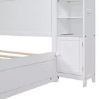 Queen Size Platform Bed with All-in-One Cabinet and Storage Shelf, Wooden Queen Bed Frame with 4 Drawers and Sockets